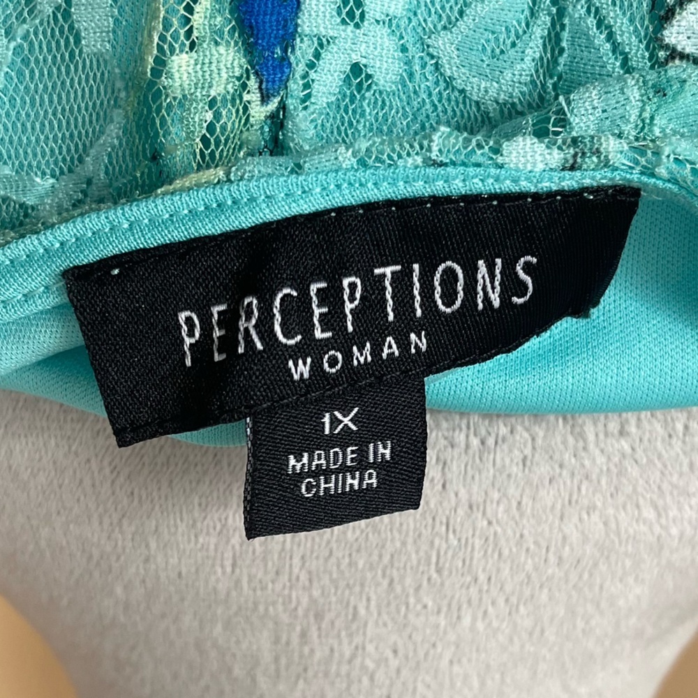 Perceptions Turquoise Floral Lace Midi Dress size 1x - Picture 7 of 7